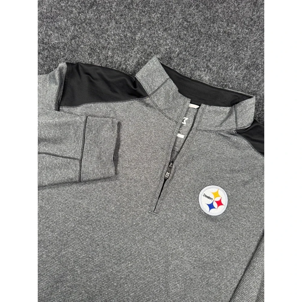 Pittsburgh Steelers Cutter & Buck DryTec 1/4 Zip Pullover Mens XL Gray NFL